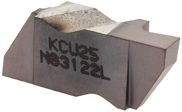 Kennametal - 3122NG Grade KCU25, 0.122" Cutting Width Carbide Grooving Insert - 0.15" Max Depth of Cut, Left Hand, 0.0075" Corner Radius - Apex Tool & Supply
