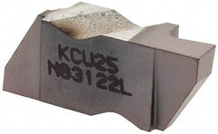Kennametal - 3122NG Grade KCU25, 0.122" Cutting Width Carbide Grooving Insert - 0.15" Max Depth of Cut, Left Hand, 0.0075" Corner Radius - Apex Tool & Supply