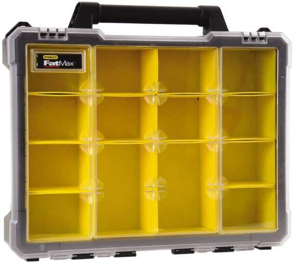Stanley - 14 Compartment Tool Organizer - 16-31/32" Wide x 19-21/64" Deep x 4-21/64" High, Polypropylene Resin & Acrylonitrile Butadiene Styrene Plastic - Apex Tool & Supply