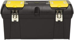 Stanley - 2 Compartment 1 Tray Tool Box - 23-1/2" Wide x 11-3/8" Deep x 10-7/8" High, Polypropylene Resin, Black - Apex Tool & Supply