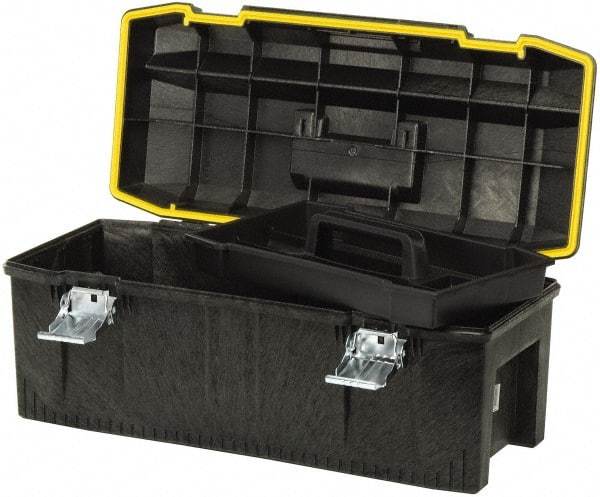 Stanley - 1 Tray Tool Box - 22-3/4" Wide x 11-3/4" Deep x 10-1/2" High, Polypropylene Resin, Black - Apex Tool & Supply