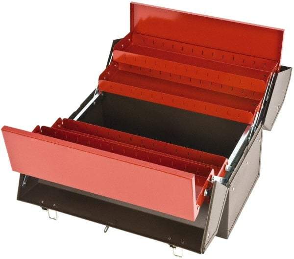 Proto - 1 Compartment 4 Tray Tool Box - 18" Wide x 14" Deep x 10" High, Steel, Black - Apex Tool & Supply