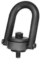 Jergens - 12,500 Lb Load Capacity Safety Engineered Center Pull Hoist Ring - M42 x 4.5 Thread, 68mm Thread Length, Alloy Steel, Black Oxide Finish - Apex Tool & Supply