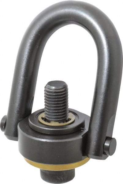 Jergens - 10,000 Lb Load Capacity Safety Engineered Center Pull Hoist Ring - 230 Ft/Lb Torque, 1-8 Thread, 4140 Alloy Steel, Black Oxide Finish - Apex Tool & Supply
