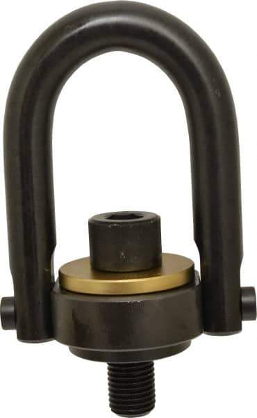 Jergens - 15,000 Lb Load Capacity Safety Engineered Center Pull Hoist Ring - 470 Ft/Lb Torque, 1-1/4 - 7 Thread, 4140 Alloy Steel, Black Oxide Finish - Apex Tool & Supply