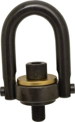 Jergens - 15,000 Lb Load Capacity Safety Engineered Center Pull Hoist Ring - 470 Ft/Lb Torque, 1-1/4 - 7 Thread, 4140 Alloy Steel, Black Oxide Finish - Apex Tool & Supply