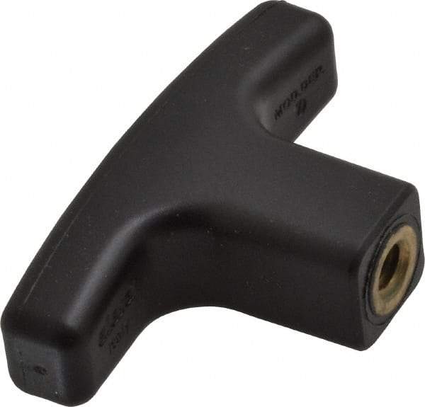 Elesa - 1/4-20 Hole Thread, 2.16" Head Length, Technopolymer, Female Insert T Handle - 0.7" Hole Depth, 9/16" Hub Diam, 0.86" Hub Height, Black - Apex Tool & Supply