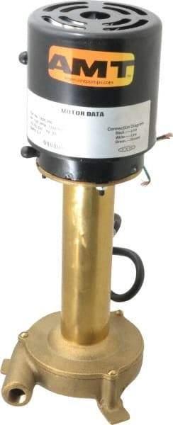 American Machine & Tool - 0.75 Amp, 230 Volt, 1/25 hp, 1 Phase, 1,725 RPM, Immersion Machine Tool & Recirculating Pump - 8 GPM, 3/4" Inlet, 5 psi, 12.4" Overall Height, NPT Thread, Brass Impeller, TEFC Motor - Apex Tool & Supply