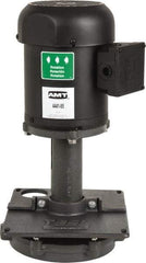 American Machine & Tool - 3/2 Amp, 230/460 Volt, 3/4 hp, 3 Phase, 1,725 RPM, Cast Iron Immersion Machine Tool & Recirculating Pump - 67 GPM, 1-3/4" Inlet, 14 psi, 19.7" Overall Height, 9.9" Body Length, NPT Thread, Stainless Steel Impeller, TEFC Motor - Apex Tool & Supply