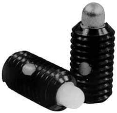 Jergens - M5 x 0.8, 14.5mm Thread Length, 3mm Plunger Projection, Steel Threaded Spring Plunger - 2.36mm Max Plunger Diam, 14.5mm Plunger Length, 0.23 Kg Init End Force, 2.27 Kg Final End Force - Apex Tool & Supply