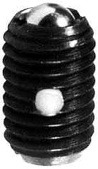 Jergens - M10x1.5, 4.76mm Ball Diam, 16mm Body Length, 1.2mm Max Ball Reach, Threaded Ball Plunger - Steel Body, Stainless Steel Ball, 2.7 kg Initial End Force, 9.45 kg Final End Force, Locking Element - Apex Tool & Supply