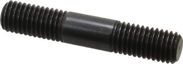 Jergens - M12x1.75 65mm OAL Equal Double Threaded Stud - Alloy Steel, Black Oxide Finish, 22mm Equal Thread Length, Metric - Apex Tool & Supply