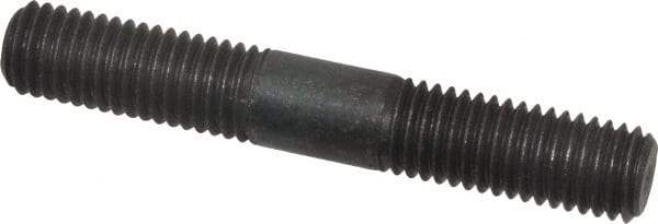 Jergens - M12x1.75 80mm OAL Equal Double Threaded Stud - Alloy Steel, Black Oxide Finish, 30mm Equal Thread Length, Metric - Apex Tool & Supply
