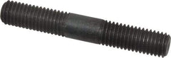 Jergens - M12x1.75 80mm OAL Equal Double Threaded Stud - Alloy Steel, Black Oxide Finish, 30mm Equal Thread Length, Metric - Apex Tool & Supply
