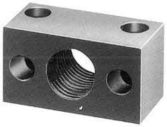 Jergens - 1-5/16 - 16 Thread, 25/64" Mounting Hole, Low Carbon Steel Clamp Mounting Block - 1-13/16" Thick x 3" Long x 1-1/4" Wide - Apex Tool & Supply