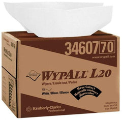 WypAll - L20 Dry General Purpose Wipes - Brag Box/Double Top Box, 16-3/4" x 12-1/2" Sheet Size, White - Apex Tool & Supply