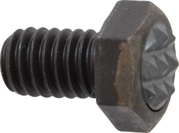 Fairlane - Serrated Tooth, 5/16-18, 1/2" Shank Length, 1/2" Thread Length, Black Oxide Finish, Hex Head, Adjustable Positioning Gripper - 3/8" Pad Diam, 1/2" Hex, 1/4" Head Height, Fine Tooth Grade - Apex Tool & Supply