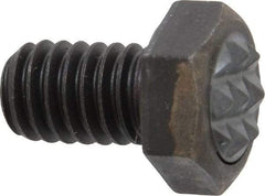 Fairlane - Serrated Tooth, 5/16-18, 1/2" Shank Length, 1/2" Thread Length, Black Oxide Finish, Hex Head, Adjustable Positioning Gripper - 3/8" Pad Diam, 1/2" Hex, 1/4" Head Height, Fine Tooth Grade - Apex Tool & Supply