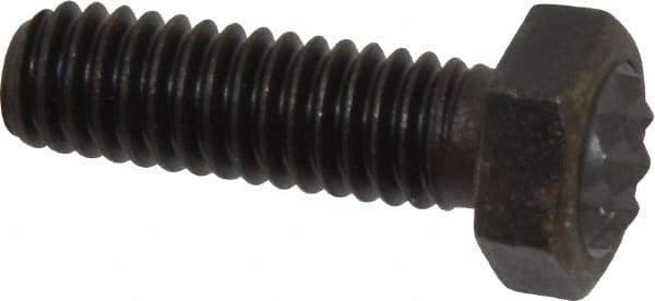 Fairlane - Serrated Tooth, 5/16-18, 1" Shank Length, 1" Thread Length, Black Oxide Finish, Hex Head, Adjustable Positioning Gripper - 3/8" Pad Diam, 1/2" Hex, 1/4" Head Height, Fine Tooth Grade - Apex Tool & Supply