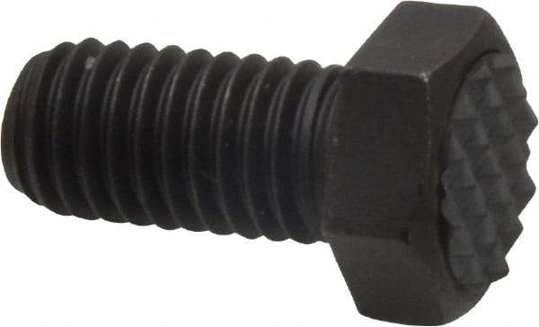 Fairlane - Serrated Tooth, 1/2-13, 1" Shank Length, 1" Thread Length, Black Oxide Finish, Hex Head, Adjustable Positioning Gripper - 5/8" Pad Diam, 3/4" Hex, 23/64" Head Height, Fine Tooth Grade - Apex Tool & Supply
