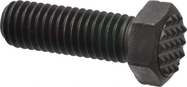 Fairlane - Serrated Tooth, 1/2-13, 1-1/2" Shank Length, 1-1/2" Thread Length, Black Oxide Finish, Hex Head, Adjustable Positioning Gripper - 5/8" Pad Diam, 3/4" Hex, 23/64" Head Height, Fine Tooth Grade - Apex Tool & Supply