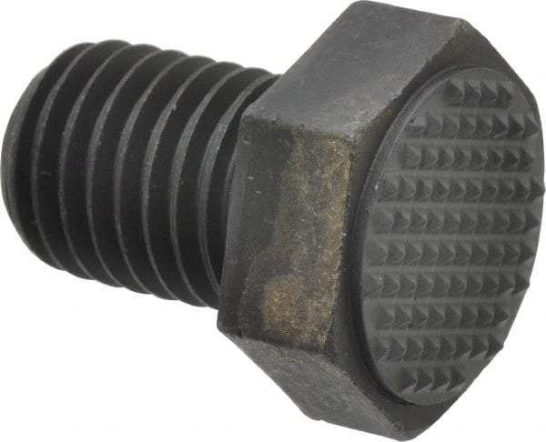 Fairlane - Serrated Tooth, 3/4-10, 1" Shank Length, 1" Thread Length, Black Oxide Finish, Hex Head, Adjustable Positioning Gripper - 1" Pad Diam, 1-1/8" Hex, 1/2" Head Height, Extra Fine Tooth Grade - Apex Tool & Supply
