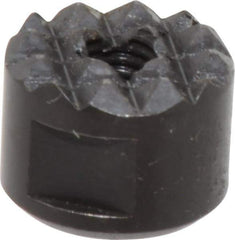 Fairlane - 10-32 Thread, 1/2" Diam, 3/8" High, Threaded, Fine Tooth Grade Diamond Serration Tooth Pattern, High Speed Steel, Round Positioning Gripper - 3/16" Flat Width, Black Oxide Coated - Apex Tool & Supply