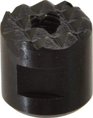 Fairlane - 10-32 Thread, 1/2" Diam, 1/2" High, Threaded, Fine Tooth Grade Diamond Serration Tooth Pattern, High Speed Steel, Round Positioning Gripper - 3/16" Flat Width, Black Oxide Coated - Apex Tool & Supply