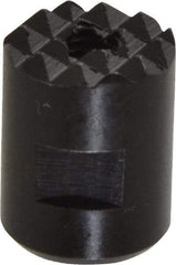 Fairlane - 10-32 Thread, 1/2" Diam, 0.651" High, Threaded, Fine Tooth Grade Diamond Serration Tooth Pattern, High Speed Steel, Round Positioning Gripper - 3/16" Flat Width, Black Oxide Coated - Apex Tool & Supply