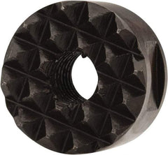 Fairlane - 1/4-28 Thread, 5/8" Diam, 3/8" High, Threaded, Fine Tooth Grade Diamond Serration Tooth Pattern, High Speed Steel, Round Positioning Gripper - 3/16" Flat Width, Black Oxide Coated - Apex Tool & Supply