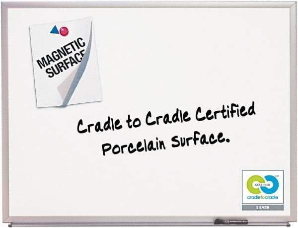 Quartet - 24" High x 36" Wide Porcelain on Steel Magnetic Marker Board - Anodized Aluminum, 24-1/2" Deep, Includes Full-Length Accessory Tray, Dry-Erase Markers & Easy Mount Mounting Kit - Apex Tool & Supply