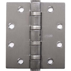 Stanley - 5" Long x 5" Wide Grade 1 304 Stainless Steel Full Mortise Ball Bearing Commercial Hinge - Apex Tool & Supply