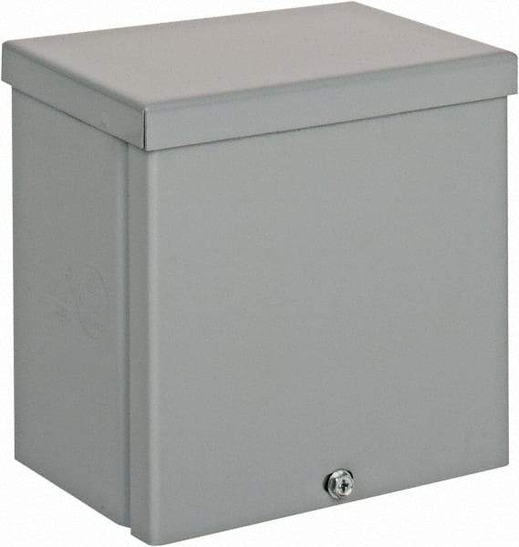 Cooper B-Line - Steel Junction Box Enclosure Screw Flat Cover - NEMA 3R, 6" Wide x 6" High x 4" Deep, Rainproof - Apex Tool & Supply