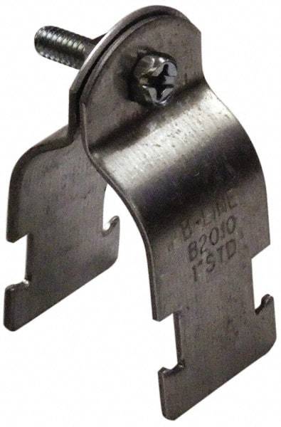 Cooper B-Line - 1-3/8" Pipe, 14 Gauge, Grade ASTM A1011," Pipe or Conduit Clamp - Zinc Plated, 600 Lb Capacity, All Conduit - Apex Tool & Supply