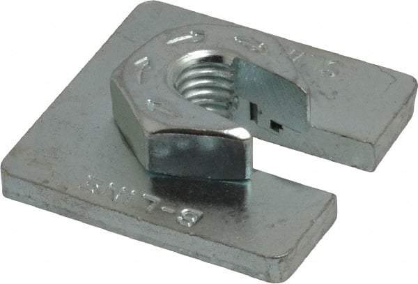 Cooper B-Line - 3/8" Rod, Zinc Plated Carbon Steel Slip On Square Washer, Lock Strut Nut - 730 Lb Capacity, 3/8-16" Bolt, 1 Hole, Used with Cooper B Line Channel & Strut (All Sizes Except B62 & B72) - Apex Tool & Supply