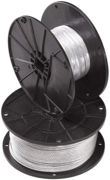 Cooper B-Line - 500' Long, 1/16" x 1/16" Diam, Steel Wire Rope - 96 Lb Breaking Strength, 7 x 7 Strand - Apex Tool & Supply
