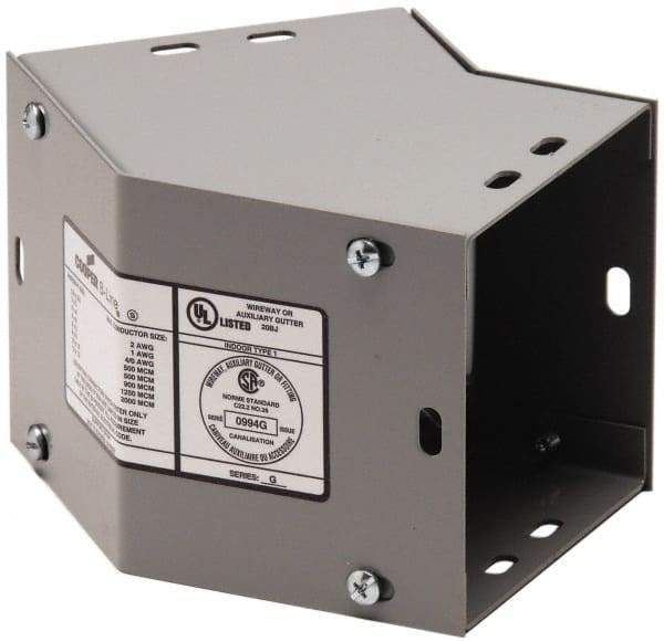 Cooper B-Line - 4 Inch Wide x 4 Inch High, Raceway Elbow End - 45°, Gray, For Use with Lay In Wireways, Type 1 Screw Cover Wireway - Apex Tool & Supply