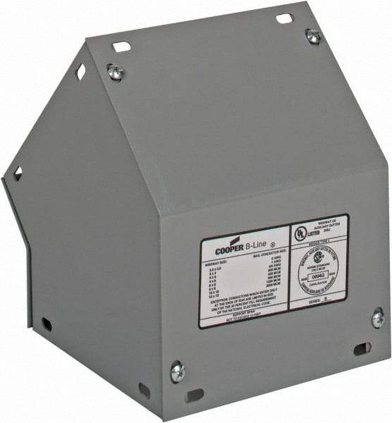 Cooper B-Line - 6 Inch Wide x 6 Inch High, Raceway Elbow End - 45°, Gray, For Use with Lay In Wireways, Type 1 Screw Cover Wireway - Apex Tool & Supply