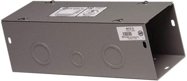 Cooper B-Line - 4" High x 102mm Wide x 12" Long, Screw Mount Solid Wall Wire Duct - Gray, 3 (Bottom) & 3 (Top) Knockouts, Screw Cover, Steel - Apex Tool & Supply
