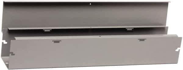 Cooper B-Line - 4" High x 102mm Wide x 48" Long, Screw Mount Solid Wall Wire Duct - Gray, 15 (Bottom) & 15 (Top) Knockouts, Hinged Cover, Steel - Apex Tool & Supply