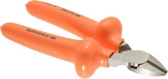 Facom - 6-5/16" OAL, 3.5mm Capacity, 3/4" Jaw Length x 13/32" Jaw Width, Insulated Diagonal Cutter Pliers - Standard Head, Cushion Grip Handles - Apex Tool & Supply