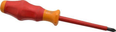 Wera - #2, 7-1/4" OAL, Insulated Phillips Screwdriver - 4" Blade Length, Round Shank, Ergonomic Handle - Apex Tool & Supply