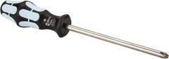 Wera - #3, 10-1/2" OAL, Standard Phillips Screwdriver - 6" Blade Length, Round Shank, Ergonomic Handle - Apex Tool & Supply