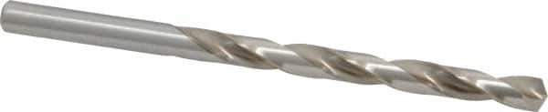 Cleveland - Letter F 135° High Speed Steel Jobber Drill - Bright Finish, Right Hand Cut, Spiral Flute, Straight Shank, 4-1/8" OAL, Split Point - Apex Tool & Supply