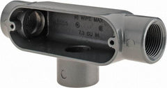 Thomas & Betts - T Body, 3/4" Trade, IMC, Rigid Aluminum Conduit Body - Oval, 5-1/8" OAL, 7.3 cc Capacity, Gray - Apex Tool & Supply
