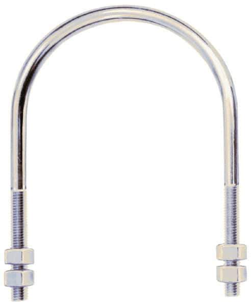 Gibraltar - 3/4-10 UNC, 13-13/16" Long, Round U Bolt Clamp with No Mount Plate for 10" Pipe - 4" Thread Length, 10-7/8" Wide, Grade C-1010 Steel - Apex Tool & Supply