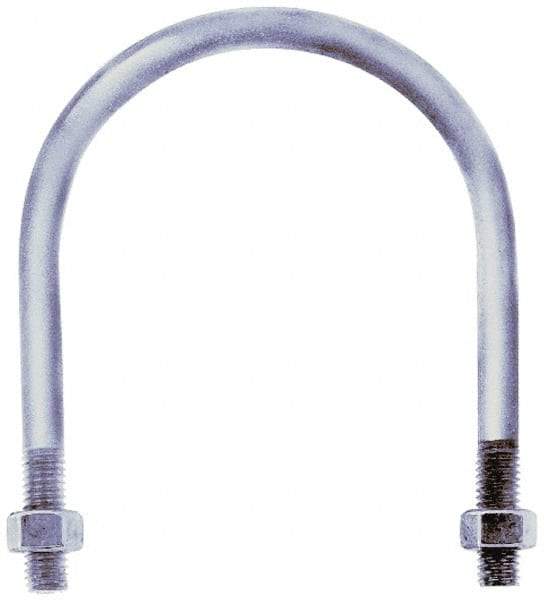 Gibraltar - 7/8-9 UNC, 16-1/16" Long, Round U Bolt Clamp with No Mount Plate for 12" Pipe - 4-1/4" Thread Length, 12-7/8" Wide, Grade C-1010 Steel - Apex Tool & Supply