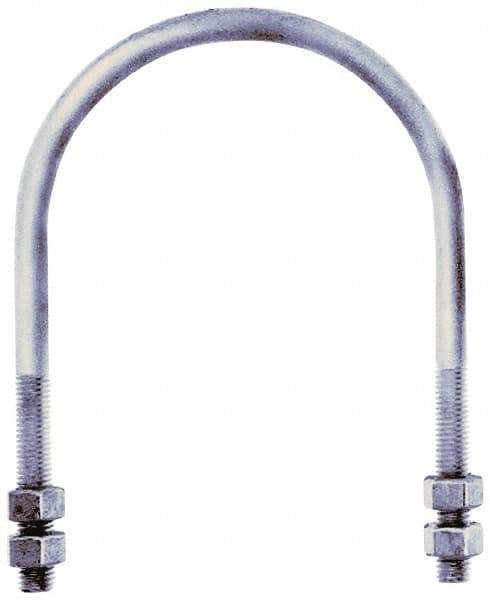 Gibraltar - 3/4-10 UNC, 13-13/16" Long, Round U Bolt Clamp with No Mount Plate for 10" Pipe - 4" Thread Length, 10-7/8" Wide, Grade C-1010 Steel - Apex Tool & Supply