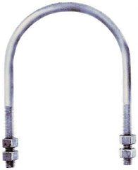 Gibraltar - 1/2-13 UNC, 7-13/16" Long, Round U Bolt Clamp with No Mount Plate for 5" Pipe - 3" Thread Length, 5-5/8" Wide, Grade C-1010 Steel - Apex Tool & Supply