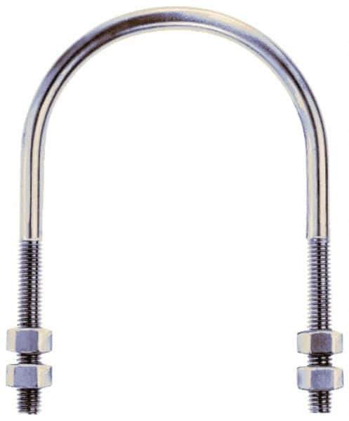Gibraltar - 5/8-11 UNC, 11-1/8" Long, Round U Bolt Clamp with No Mount Plate for 8" Pipe - 3-3/4" Thread Length, 8-3/4" Wide, Grade 304 Stainless Steel - Apex Tool & Supply